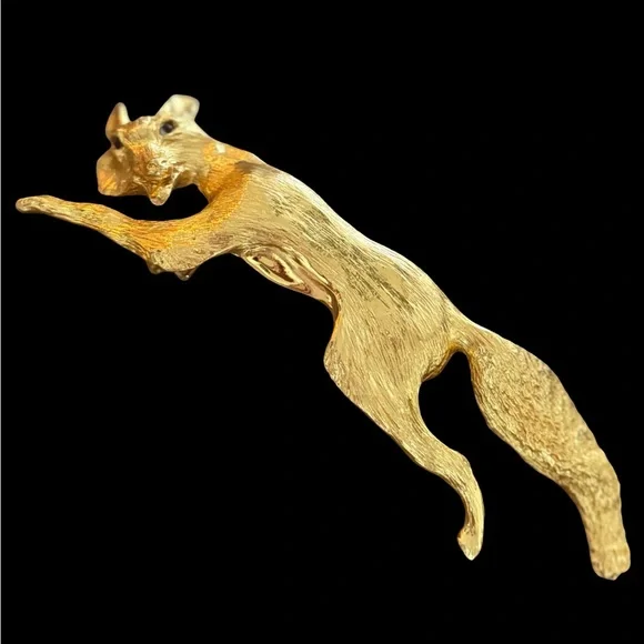 Christopher Ross 1989 Gold plated belt buckle Christopher Ross Belt Buckle 24K Gold Plated Glass Eyes Fox  main image 2